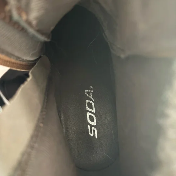 Soda Brown Lace-Up Boots with Knit Cuff - Picture 3 of 4